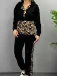 Kadın Uzun Kollu Leopar Detay Sweat Ve Yanı Leopar şerit Detay Pantolon Ikili Takım-6