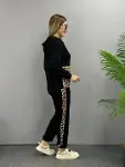 Kadın Uzun Kollu Leopar Detay Sweat Ve Yanı Leopar şerit Detay Pantolon Ikili Takım-7