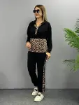 Kadın Uzun Kollu Leopar Detay Sweat Ve Yanı Leopar şerit Detay Pantolon Ikili Takım-8