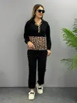 Kadın Uzun Kollu Leopar Detay Sweat Ve Yanı Leopar şerit Detay Pantolon Ikili Takım-9
