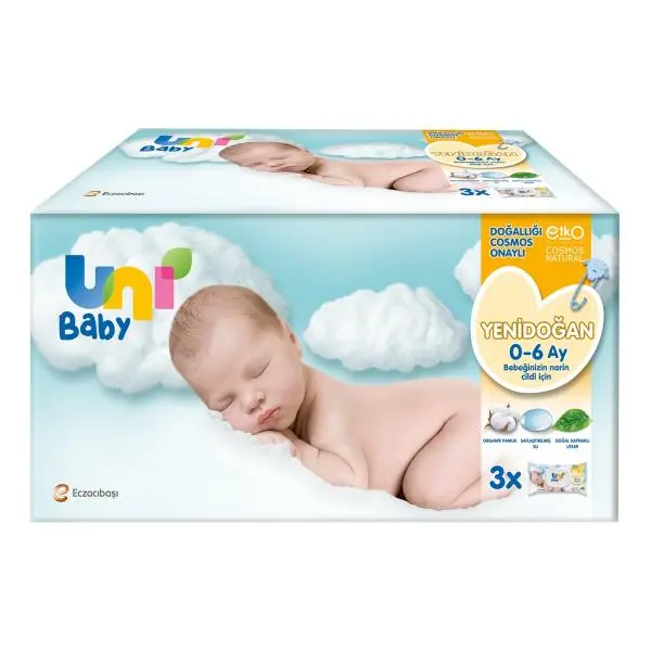 Uni Baby Yenidoğan Islak Havlu Mendil 3'lü 120 Yaprak