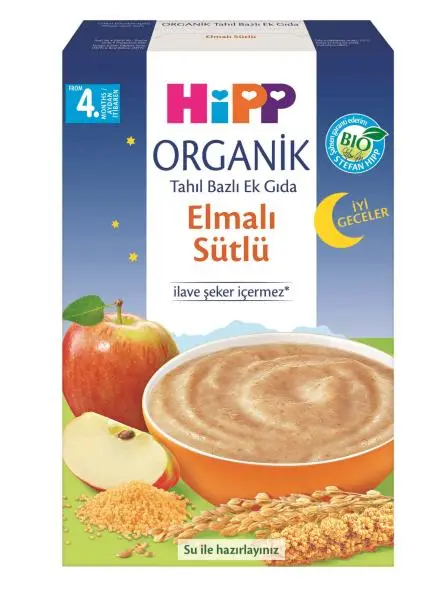 Hipp Organik İyi Geceler Elmalı Sütlü Tahıl Bazlı Ek Gıda 250 Gr