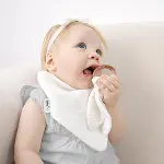 BabyJem Ahşap Diş Kaşıyıcılı Bürümcük Müslin Önlük 736 Ekru-6