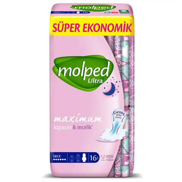 Molped Ultra Hijyen Anatomik Gece Ped Süper Eko 16'lı