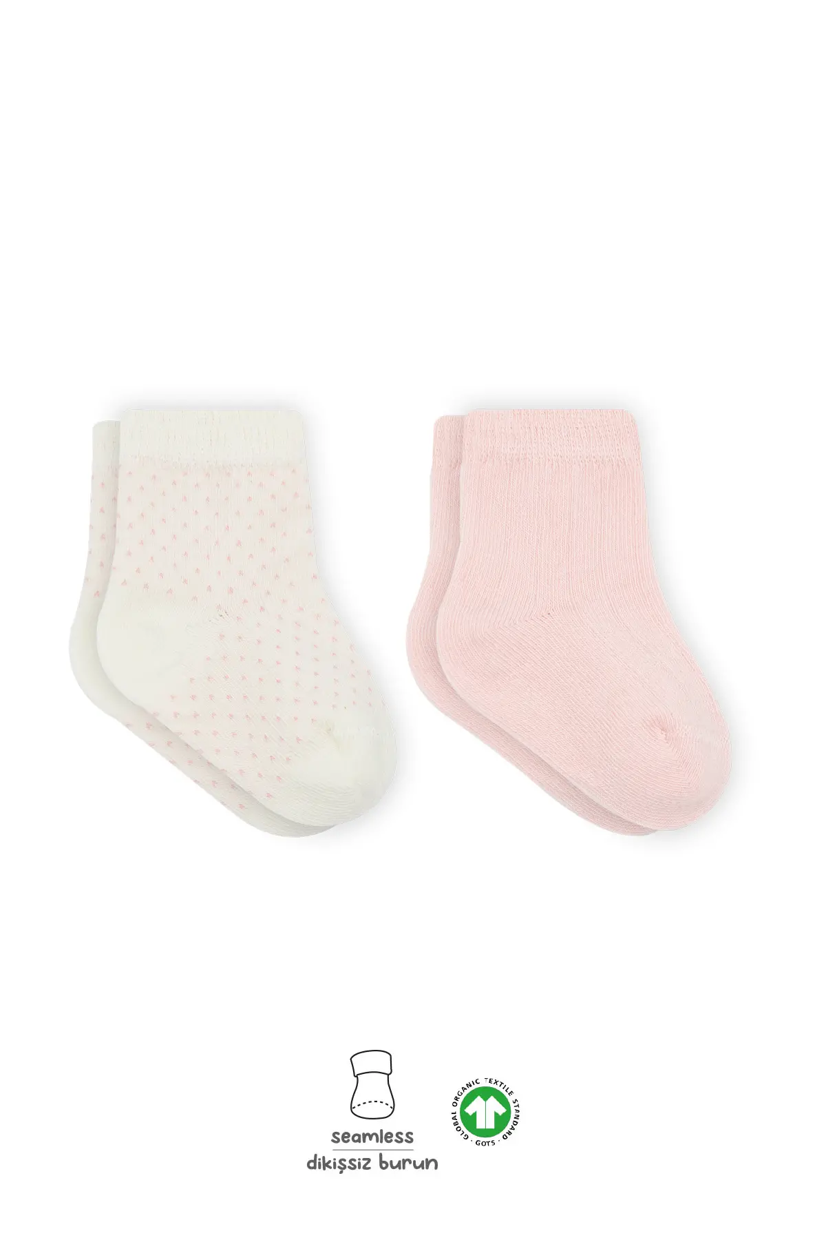Bistyle Puan Derby Penye Soket Çorap 2li 10103 Pembe Ekru