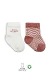 Bistyle 2'Li Big Heart Penye Soket Çorap 10117 Pudra-1