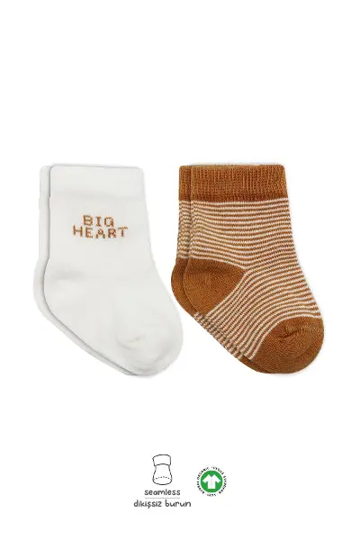 Bistyle 2'Li Big Heart Penye Soket Çorap 10117 Hardal