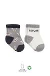 Bistyle 2'Li Love Dog Penye Soket Çorap 10118 Gri-1