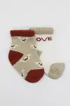 Bistyle 2'Li Love Dog Penye Soket Çorap 10118 Bej-2