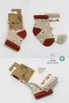 Bistyle 2'Li Love Dog Penye Soket Çorap 10118 Bej-5