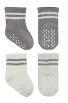 Bistyle 2li Çemberli Kaymaz Soket Çorap 10125 Gri Ekru-2