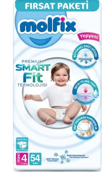 Molfix Premium Bebek Bezi Fırsat Paketi 4 Beden 7-14 Kg 54 Adet