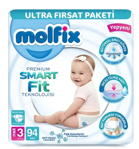 Molfix Premium Bebek Bezi Ultra Fırsat Paketi 3 Beden 4-9 Kg 94 Adet