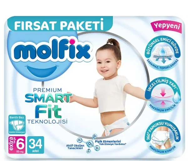 Molfix Premium Bebek Bezi Fırsat Paketi 6 Beden 15+ Kg 34 Adet