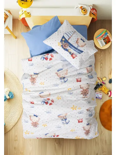 Cotton Box Ranforce Bebek Nevresim Takımı Seaman Mavi