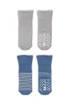 Bistyle 2'Li Çemberli Kaymaz Havlu Soket Çorap 10503 İndigo Gri-3