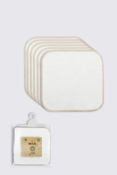 Bistyle Organik 28x28 6'Lı Penye Mendil 90103 Ekru