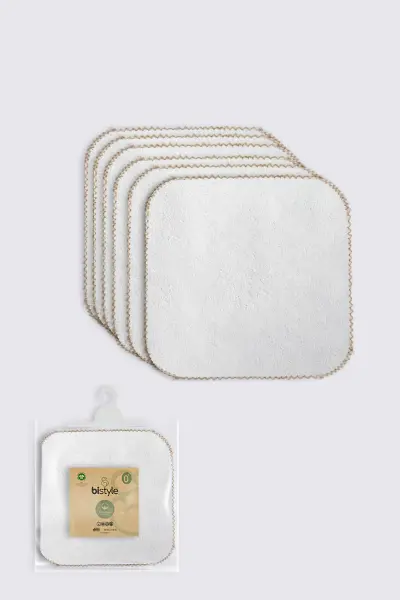 Bistyle Organik 28x28 6'Lı Havlu Mendil 90105 Ekru
