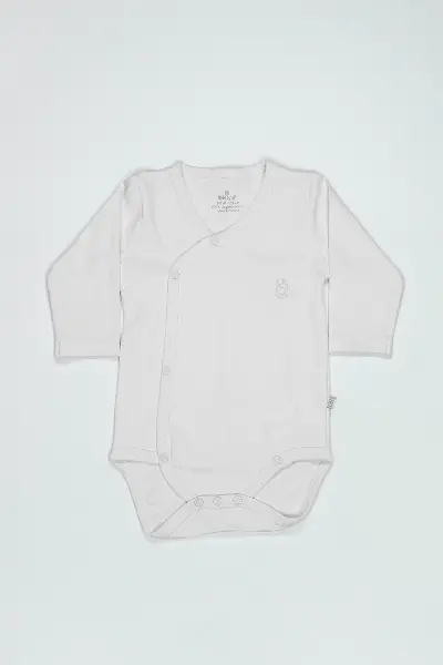 Bistyle Organik Natural Basic Style Kruvaze Uzun Kol Body BS17102 Beyaz