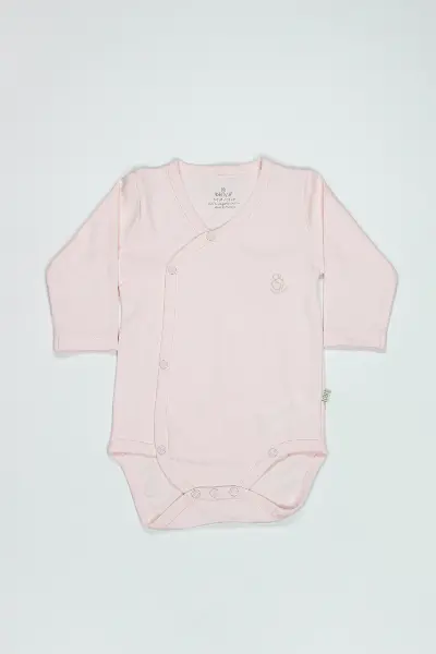 Bistyle Organik Natural Basic Style Kruvaze Uzun Kol Body BS17102 Pembe