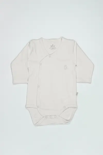 Bistyle Organik Natural Basic Style Kruvaze Uzun Kol Body BS17102 Ekru