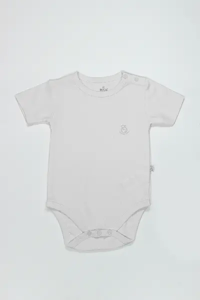 Bistyle Organik Natural Basic Style Yarım Kol Body BS17103 Beyaz