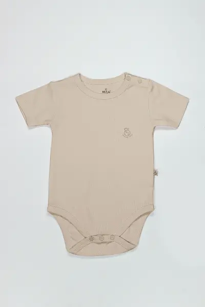 Bistyle Organik Natural Basic Style Yarım Kol Body BS17103 Bej