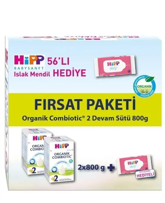 Hipp 2 Organik Combiotic Bebek Sütü 800 Gr X2 Islak Mendil Hediyeli