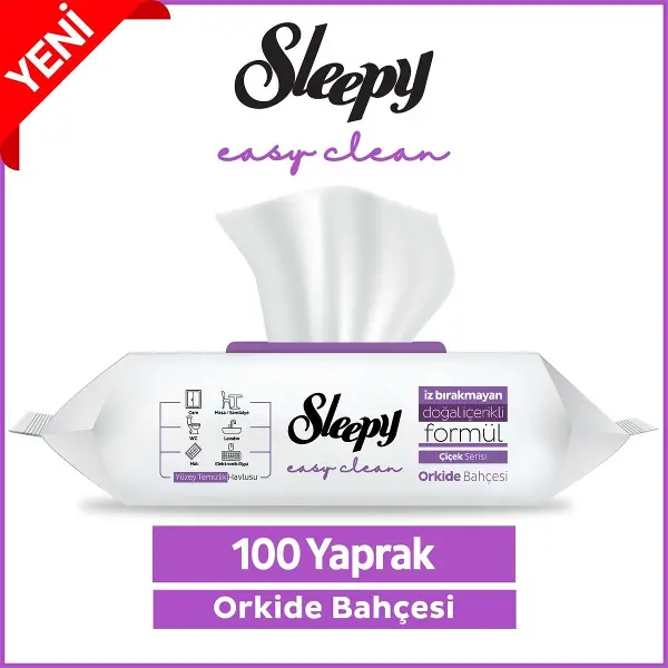Sleepy Çiçek Serisi Yüzey Temizlik Havlusu 100 Adet Orkide