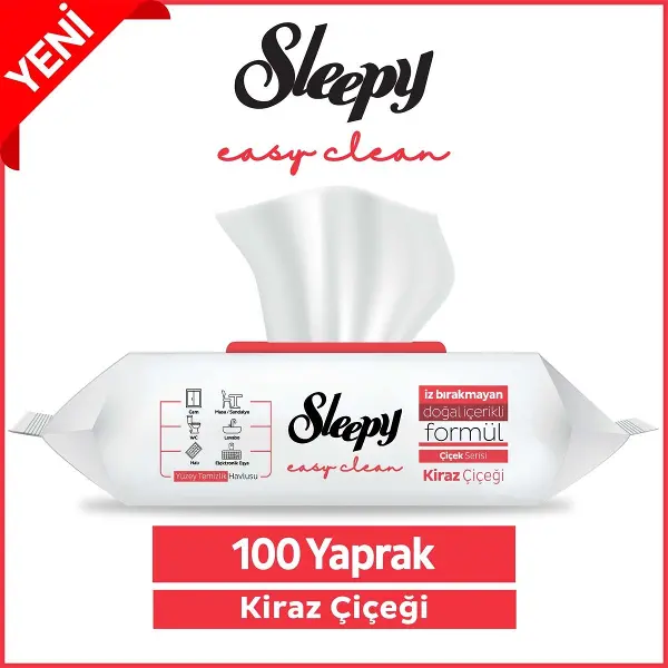 Sleepy Çiçek Serisi Yüzey Temizlik Havlusu 100 Adet Kiraz