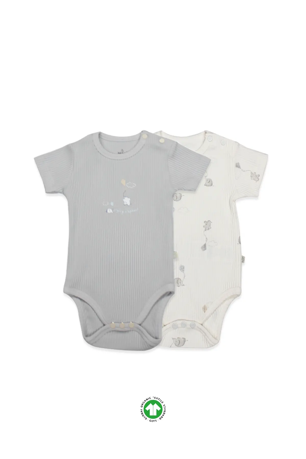 Bistyle Flying Elephant Yarım Kol 2'Li Body 17116 Ekru Gri
