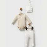 Moi Noi Kokina Şapka Body Pantolon Takım MNB5333 Bej-1
