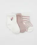 Bistyle Flamingo Girl 3'lü Penye Soket Çorap 10136 Gül Kurusu-3