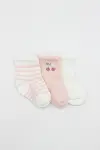 Bistyle Cherry Girl 3'lü Penye Soket Çorap 10138 Ekru-2