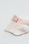 Bistyle Cherry Girl 3'lü Penye Soket Çorap 10138 Ekru-4