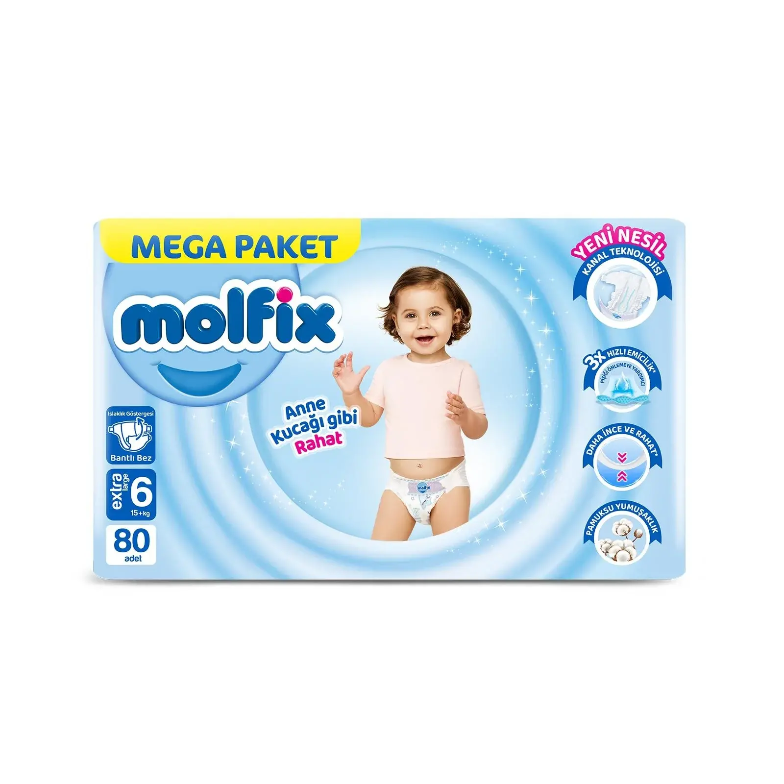 Molfix Mega Paket Bebek Bezi 6 Beden 15+ Kg 80 Adet