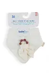BabyJem Silikon Diş Kaşıyıcılı Müslin Önlük 736 Ekru-1