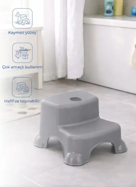 BabyJem Çok Amaçlı Katlı Basamak 516 (Yeni) Soft Gri
