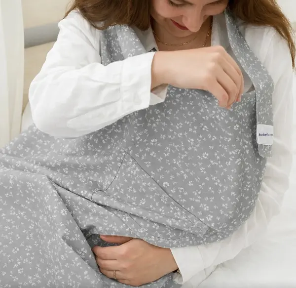 BabyJem Cepli Emzirme Önlüğü 323 Gri Çiçek