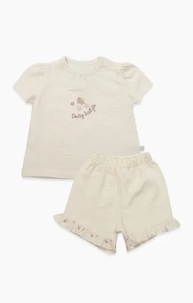 Bistyle 2li Takım Şortlu Müslin Daisy Flowers 14131 Somon