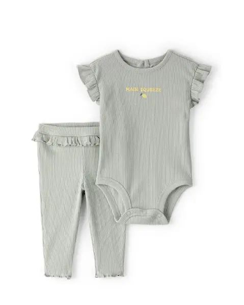 Carters Kız Bebek Body Pantolon Set 1U269710 Yeşil