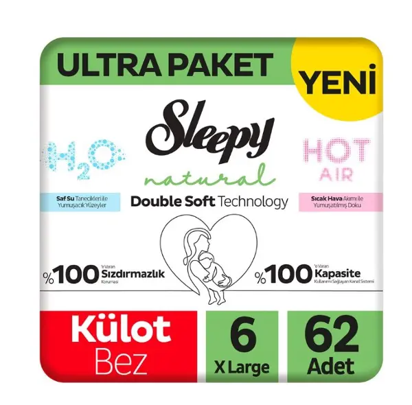 Sleepy Natural Double Soft Külot Bez Ultra Paket 6 Beden 62 Adet