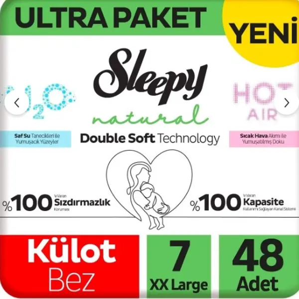 Sleepy Natural Double Soft Külot Bez Ultra Paket 7 Beden 48 Adet