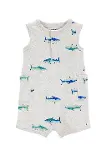 Carters Erkek Bebek Kısa Tulum 1S475110 Gri-1