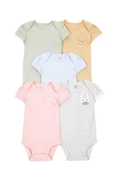 Carters Layette Kız Bebek Kısa Kollu 5li Body 1T010410 Renkli