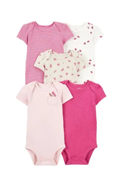 Carters Layette Kız Bebek Kısa Kollu 5li Body 1T010210 Desenli