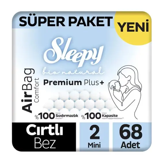 Sleepy Bio Natural Premium Plus Airbag Comfort Bebek Bezi 2 Beden 68 Adet