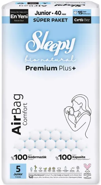 Sleepy Bio Natural Premium Plus Airbag Comfort Bebek Bezi 5 Beden 40 Adet