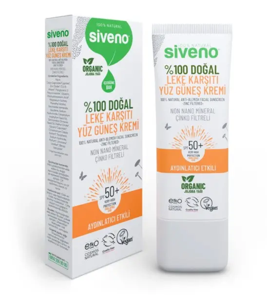 Siveno %100 Doğal Leke Karşıtı SPF 50+ Yüz Güneş Kremi