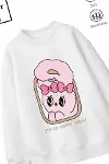 Trend Çocuk Kız Model Tam Kalıp Oversize So 2 İplik Pamuğa Pamuk Kumaş Sweatshirt 21-2